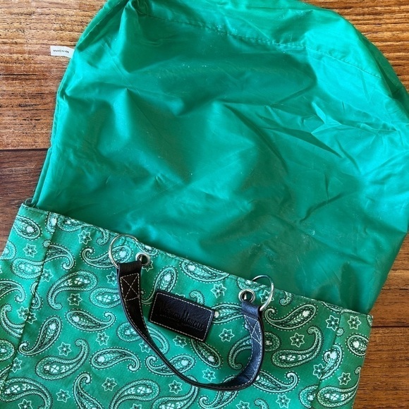 Neiman Marcus Green Bandanna Lined Tote / 12" W x 13" L x 4" D - Picture 4 of 8